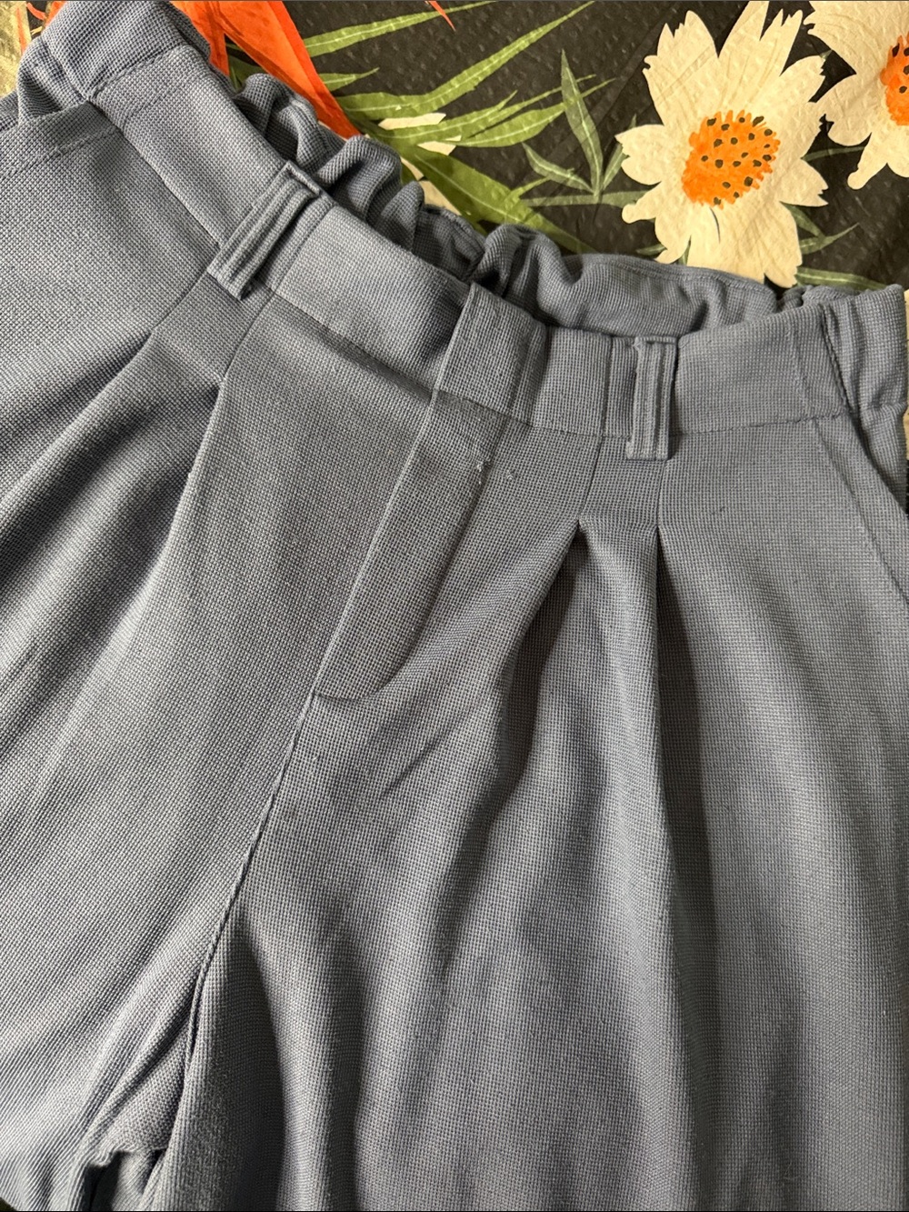 HALARA Women’s Stretch Wide Leg Casual Pleated Blue Pants